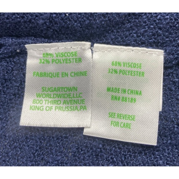 Lilly Pulitzer Sweater Cardigan Womens Large Navy Tatum Open Fringe Boho Light - Picture 10 of 10